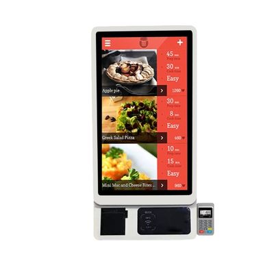 Selbstbedienung Kiosk 32 Zoll Wandmontage Touchscreen mit 80mm Drucker QR Barcode Scanner