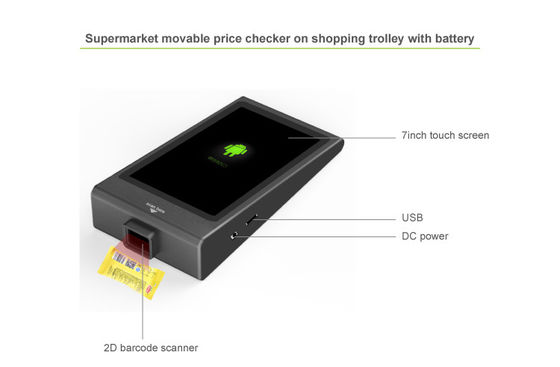 Bimi Supermarkt-Einkaufswagen-Checker mit integriertem 1D/2D-Scanner und 7-Zoll-Display